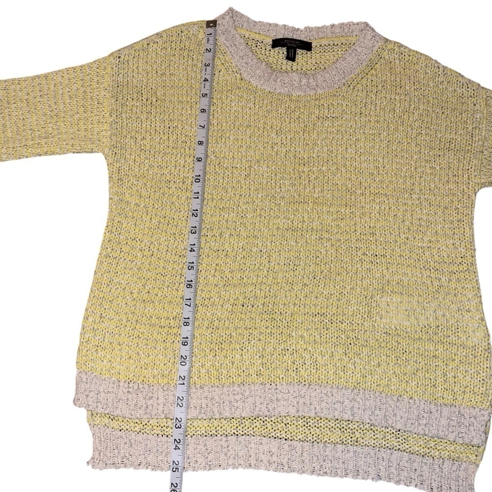 EUC MaxMara Yellow Silver Metallic Crew Neck Sweater 3/4 Sleeve Small Oversized - Picture 8 of 8